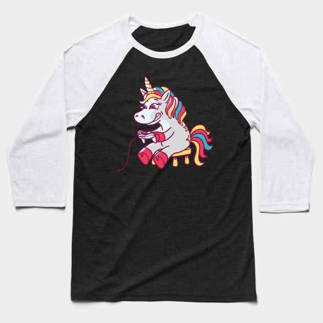 Cute Unicorn Gamer Gift Idea Birthday Video Game Merch Baseball T-Shirt by Popculture Tee Collection